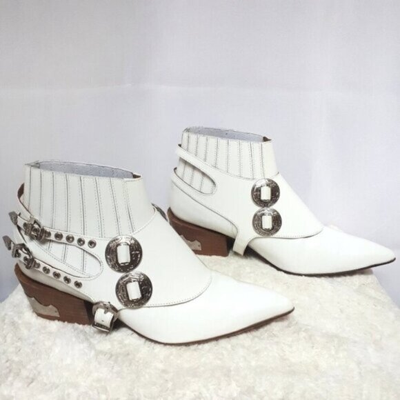 Toga Pulla White Harness Ankle Boots Western 37 - Picture 3 of 16